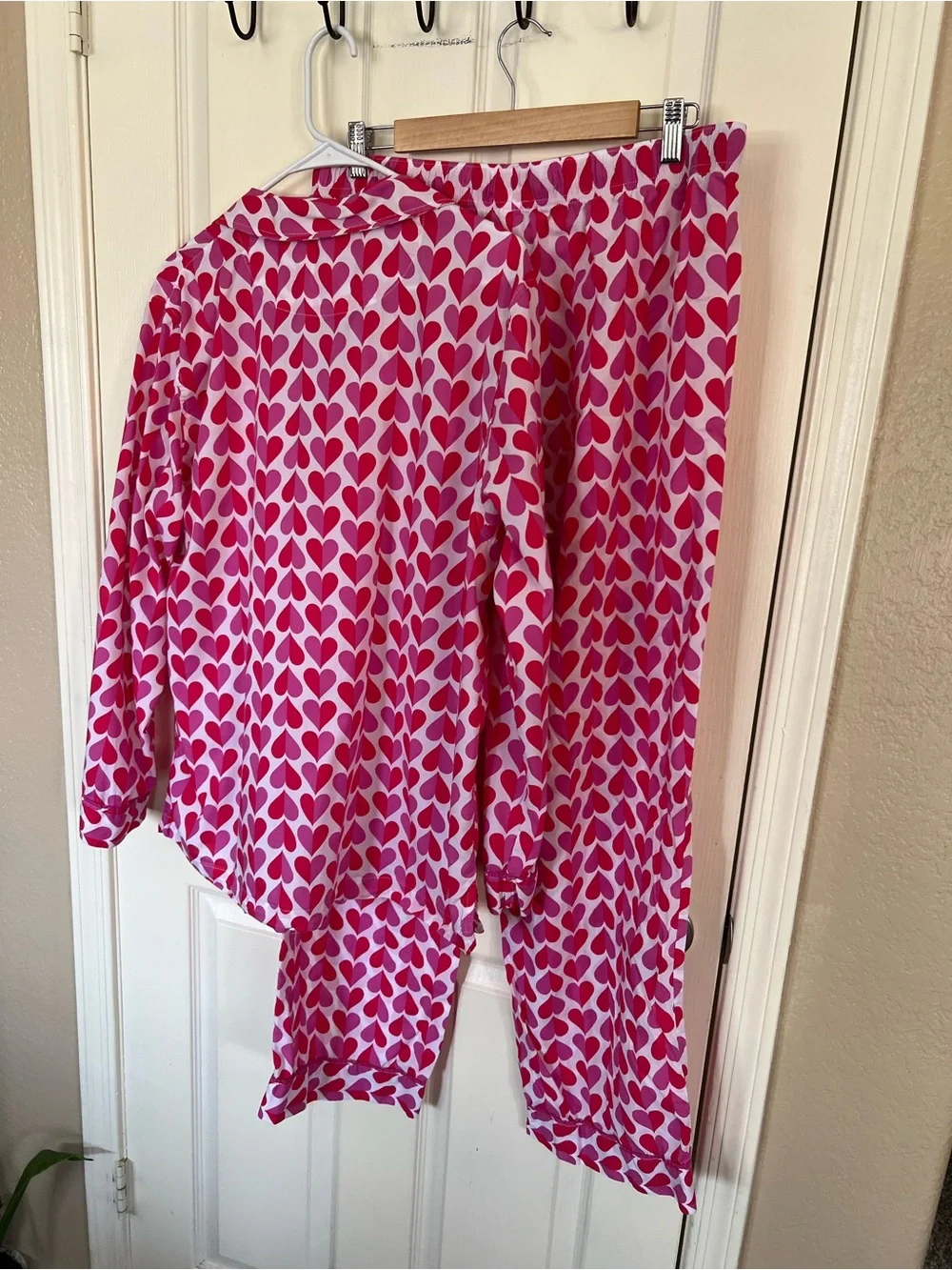 Victoria’s Secret Pajama Set L Heart Print Cotton Modal Pink